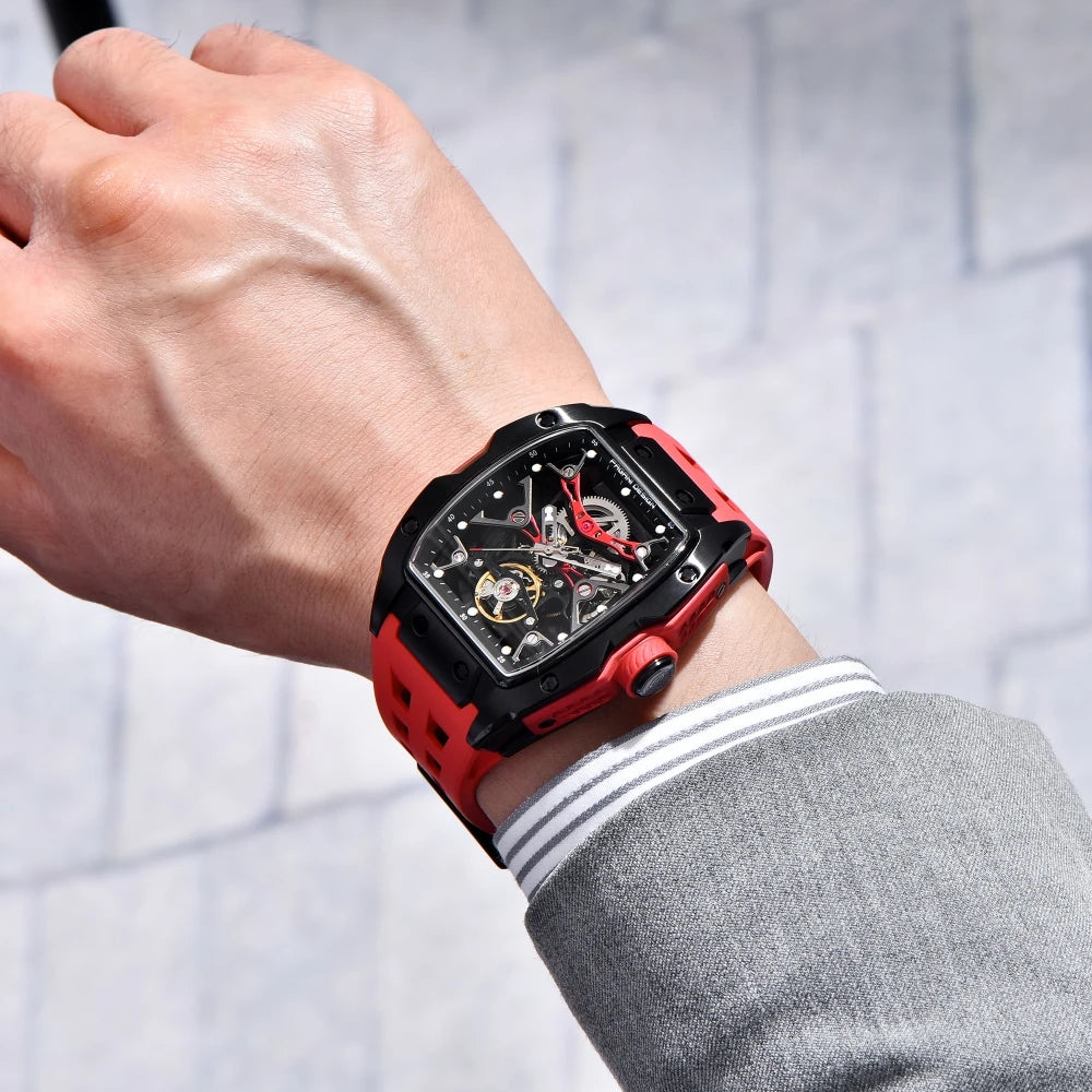 PAGANI DESIGN 42 mm-es új Alien modell, átlátszó hátlapos, átlátszó szerkezetű luxus férfi karóra, zafírüveges, automata férfi karóra