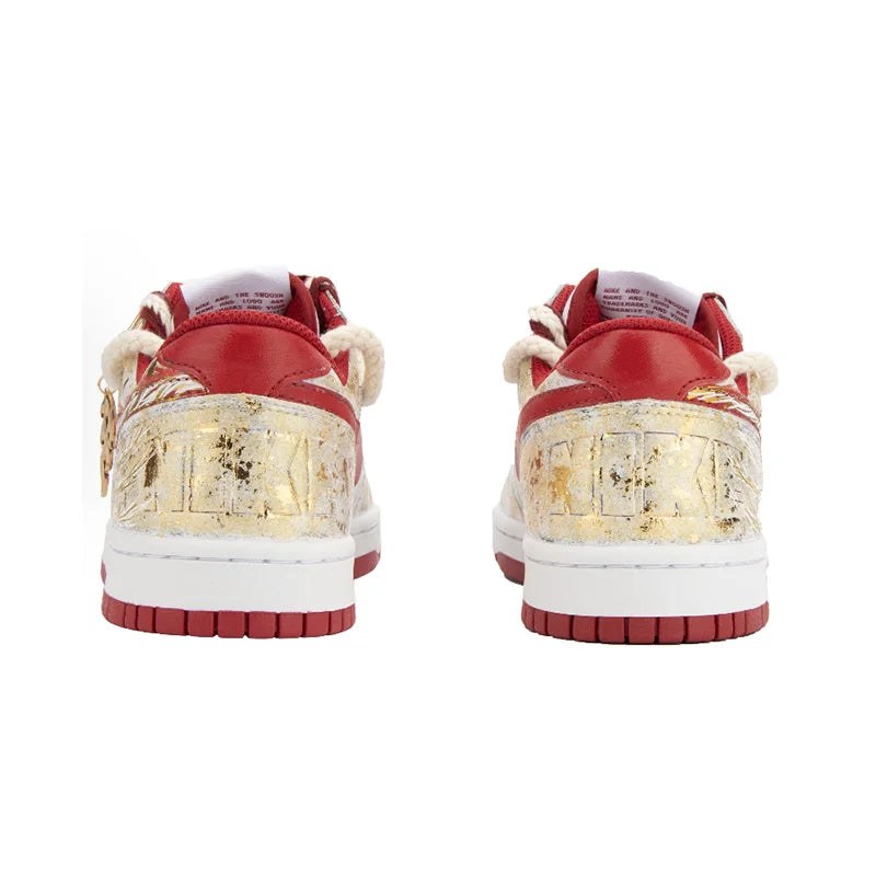 Prilagođene Nike tenisice Big Moon Over River & Blazing Apollo Gold Foil Craft, niskog kroj, za muškarce, s udubljenjem za prst, s podstavom od zlatne folije, za apsorpciju udaraca i otporne na habanje