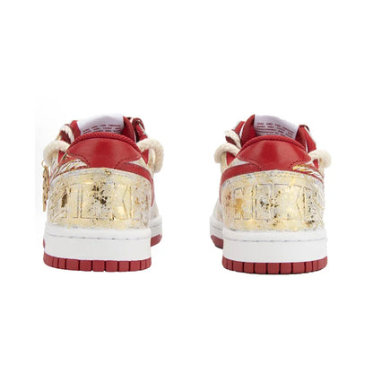 Prilagođene Nike tenisice Big Moon Over River & Blazing Apollo Gold Foil Craft, niskog kroj, za muškarce, s udubljenjem za prst, s podstavom od zlatne folije, za apsorpciju udaraca i otporne na habanje