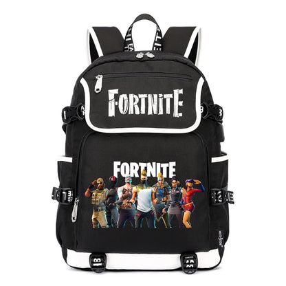 Fortnites Large Capacity Backpack Casual Shoulder Bag with USB Port Unisex Anime Students Schoolbag New Stylish Stationery Gift