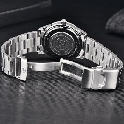 Montre pour homme PAGANI DESIGN 40 mm, mouvement à quartz japonais TMI VH31, style luxe/affaires, verre saphir, acier inoxydable 316L, étanche jusqu'à 100 m