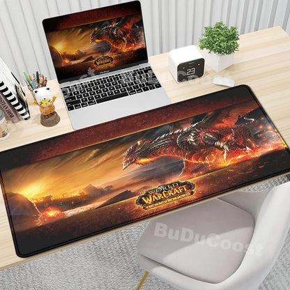 Anime World of Warcraft skrivbordsunderlägg, gamingmusmatta, datortillbehör, XXL, Lock Edge, tangentbord, musmatta, Gamer Mause, kontorsmattor