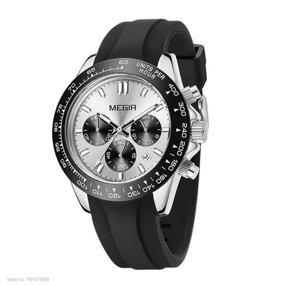 MEGIR Herrenuhr, Luxusmarke, Quarz-Sportuhr, Edelstahlarmband, wasserdicht, Chronograph, Armbanduhr