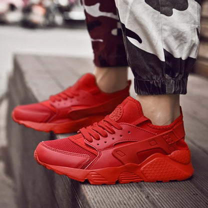 Ανδρικά Sneakers Μόδας, Ελαφριά, Άνετα και Διαπνέοντα Αθλητικά Παπούτσια για Άνδρες, Παπούτσια Πεζοπορίας Καλοκαιρινά από Δίχτυ, Επίπεδα Κόκκινα Παπούτσια Τένις