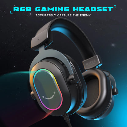 FIFINE RGB-Gaming-Headset mit Mikrofon – kabelgebundene Over-Ear-Kopfhörer mit 7.1 Surround Sound für PC, PS4 & PS5 mit 3 EQ-Modi