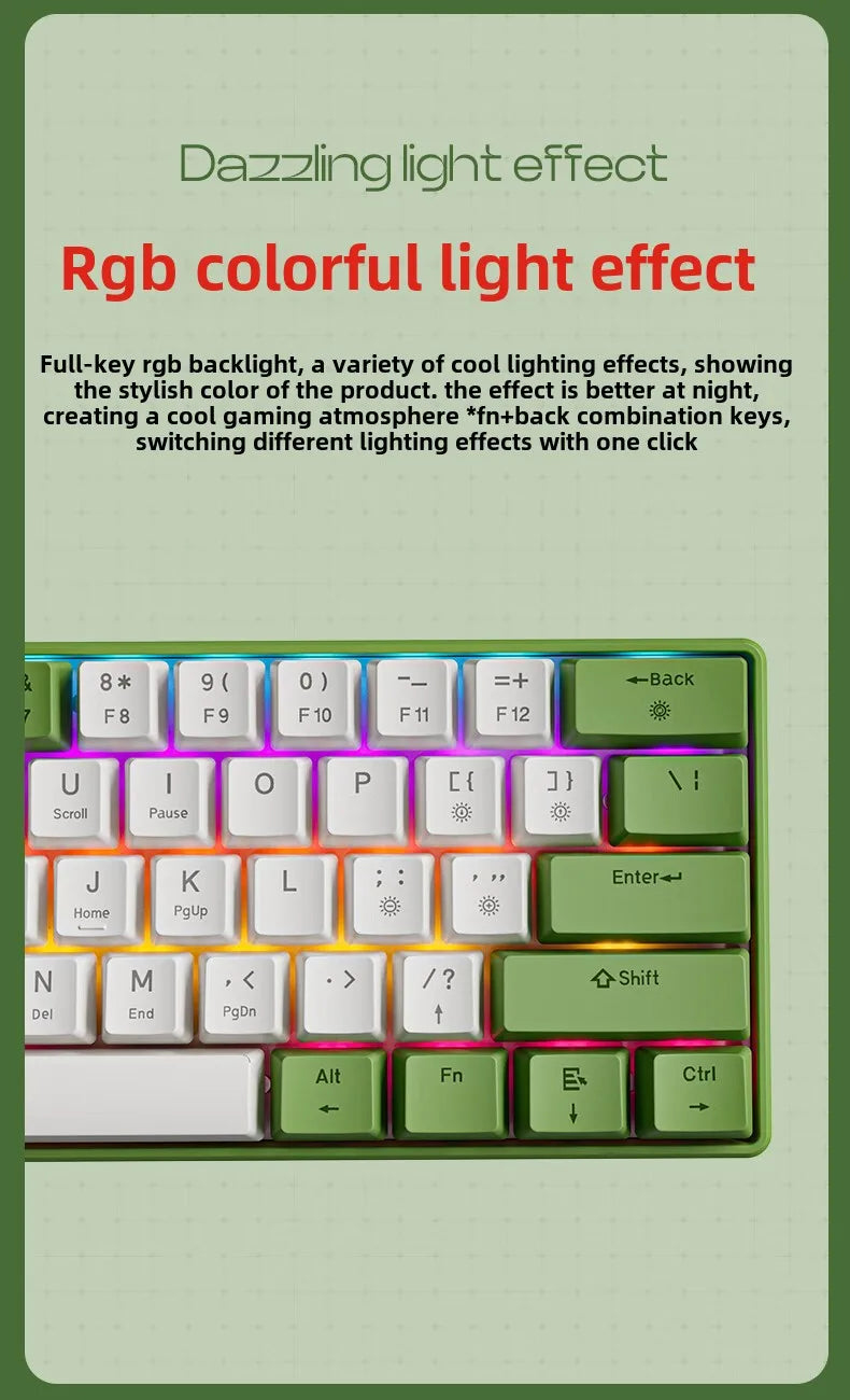 Wired mechanical keyboard 60% gamer bluetooth backlit Keyboards for tablet mini ergonomic  key board white
