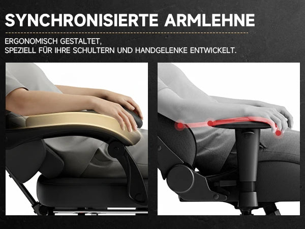 PINGGO Ergonomischer Gaming-Stuhl mit Fußstütze und Massagefunktion, PVC-Leder-Bürostuhl für PC-Gaming, Belastbarkeit 150kg