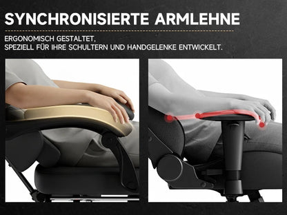 PINGGO Ergonomischer Gaming-Stuhl mit Fußstütze und Massagefunktion, PVC-Leder-Bürostuhl für PC-Gaming, Belastbarkeit 150kg