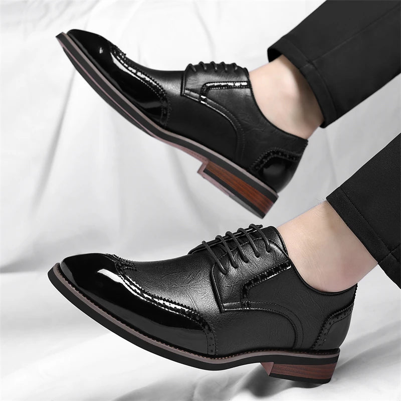 PU Leather Men's Oxford Shoes Heighten Formal Casual Shoes Business Male Suit Shoes New Design Derby Footwear Walking Sneakers