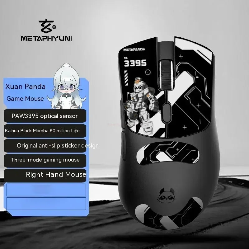 Bezdrátová myš Metaphyuni Metapanda P1 P1 Pro Max PAW3395, nízká latence, lehká e-sportovní herní myš, ergonomická, dárek pro PC hráče