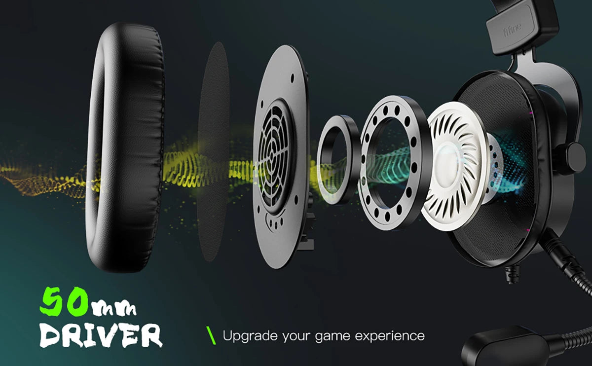 FIFINE RGB-Gaming-Headset mit Mikrofon – kabelgebundene Over-Ear-Kopfhörer mit 7.1 Surround Sound für PC, PS4 & PS5 mit 3 EQ-Modi