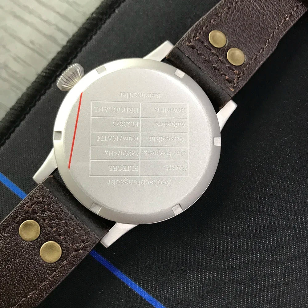 Hruodland 2025 New Pilot Men's Automatic Mechanical Watch Pt5000 Sapphire Luminous C3 Stainless Steel Waterproof 10Bar reloj hom