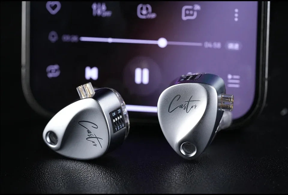 KZ Castor Wired Earbuds Improved Bass HiFi Earphone 2 Dynamic High-end Tunable Balanced Armature In-ear Headphone w/ Accessories