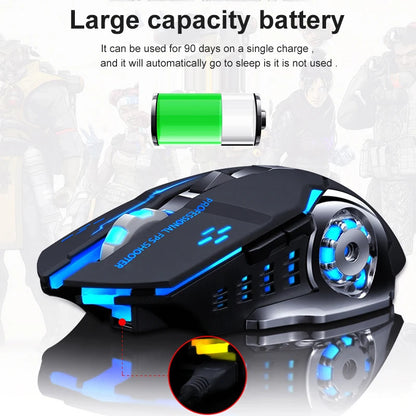 Kabellose Bluetooth-Maus 2.4G USB Mecha Gaming-Maus, wiederaufladbar, leise, mit Hintergrundbeleuchtung, ergonomische Büromaus, Gaming-Zubehör