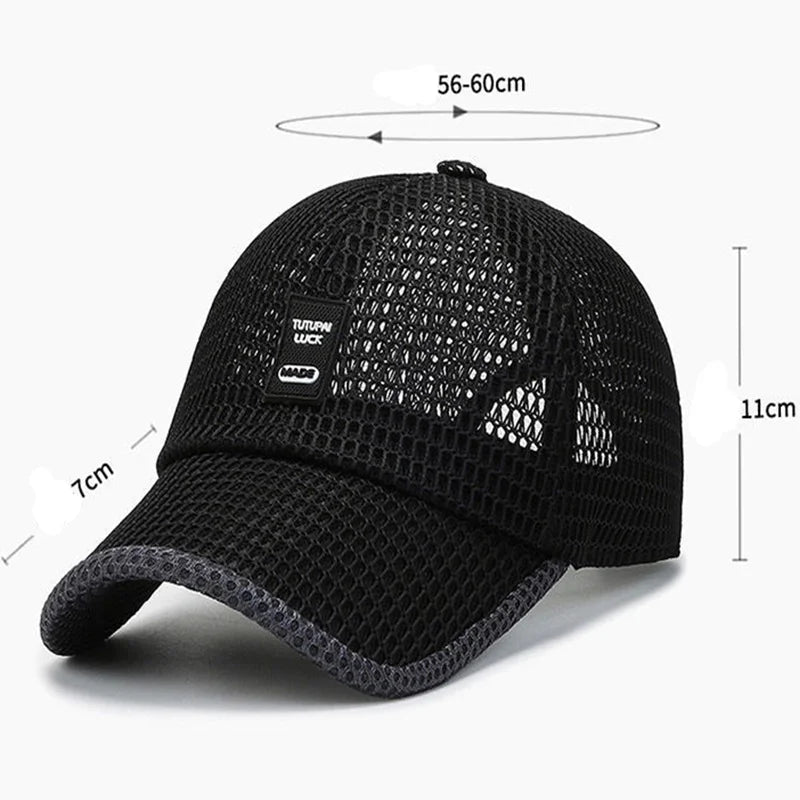 Zomer mesh-pet, baseballpet, ademend, voor buiten, verstelbaar met snapback, wandel- en vispet, voor dames en heren, cool, casual, sportief, fietspet