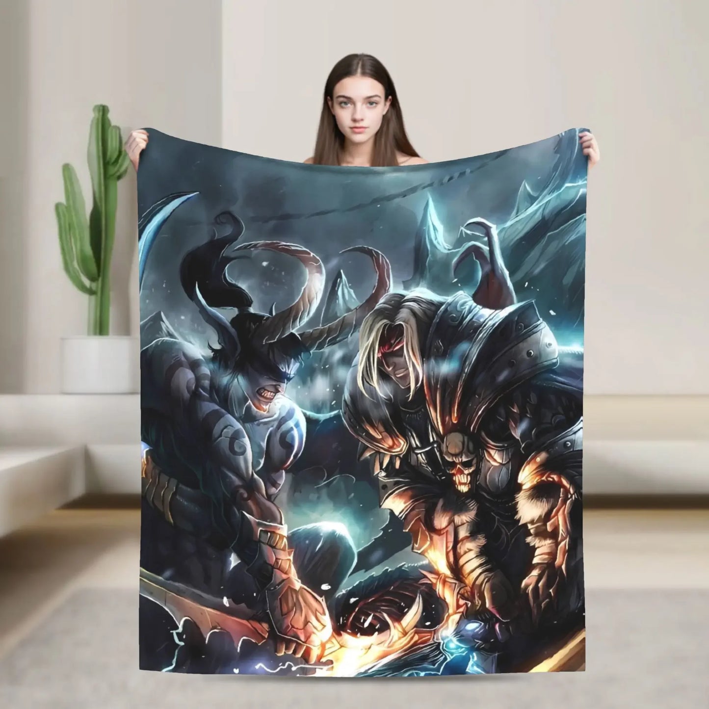 WOW World of Warcraft Arthas Retro Game Flannel Blanket Super Warm Throw Blanket for Bedroom Camping Bedspread Sofa Bed Cover