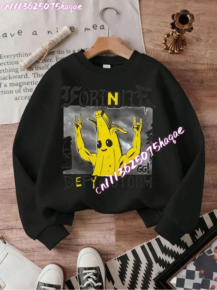 Neuer Fortnite-Kinder-Sweatshirt-Hoodie mit Cartoon-Spielcharakter-Print, lässiges Oberteil für Herbst und Winter, Baby- und Jungenbekleidung