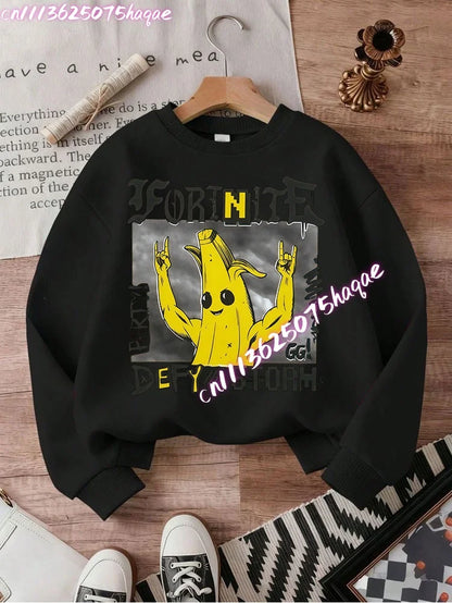Neuer Fortnite-Kinder-Sweatshirt-Hoodie mit Cartoon-Spielcharakter-Print, lässiges Oberteil für Herbst und Winter, Baby- und Jungenbekleidung