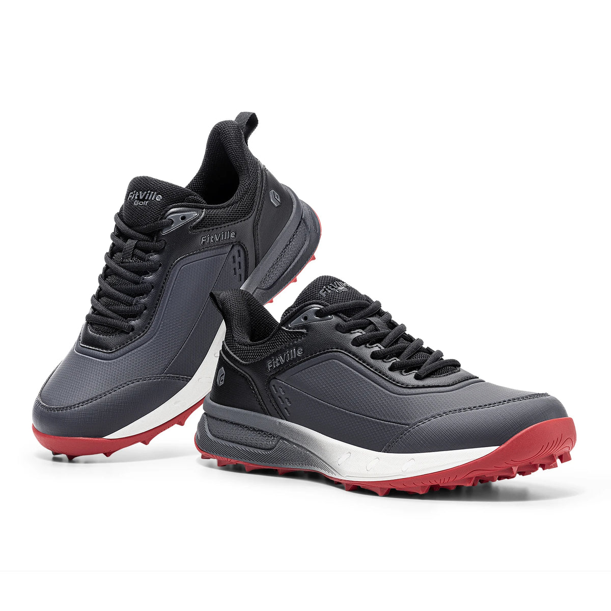 FitVille Chaussures de golf larges pour hommes, imperméables, athlétiques, décontractées, professionnelles, antidérapantes, sans crampons, avec soutien de la voûte plantaire
