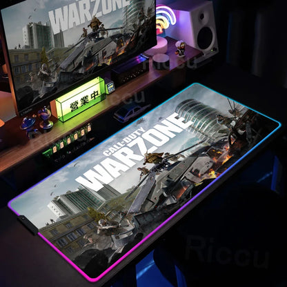 Gaming Call of Duty RGB Mouse Pad Office Large Size PC LED Glowing Keyboard Natural Rubber Anti-Slip Mice Mats Lock Edge Thicken