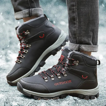 Bottes de neige en coton pour hommes, chaussures montantes, randonnée en plein air, chaudes, confortables, étanches, mode vintage, automne, hiver