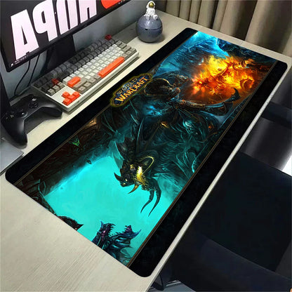 Naturelle Horde Alliance-muismat van rubber, grote bureaumat voor computer en toetsenbord, HD World of Warcraft-gamingmuismat met snelheidsoppervlak en gestikte rand