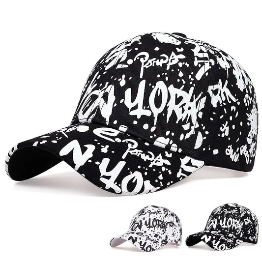Unisex Letter Graffiti Print Baseball Caps Spring Autumn Outdoor Adjustable Casual Hats Sunscreen Hat