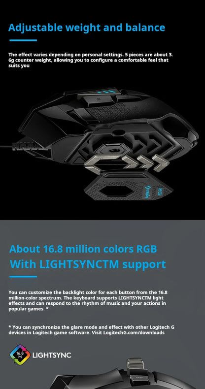 Logitech G502 HERO High Performance kabelgebundene Gaming-Maus, HERO 25K Sensor, 25,600 DPI, RGB, anpassbare Gewichte, 11 Tasten, PC/Mac-Maus