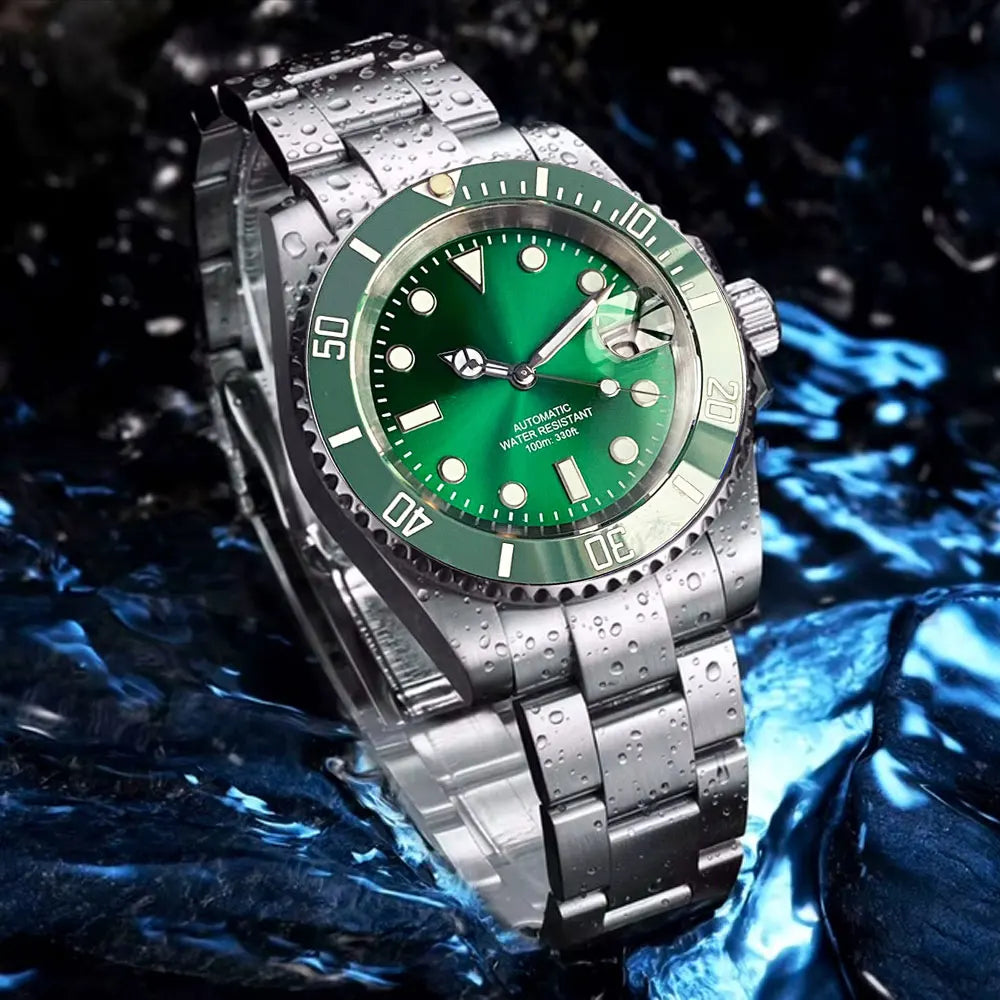 200m wasserdichte Miyota 8215 Automatikuhr für Herren, Taucheruhr, 40mm, mechanisches Uhrwerk, Leuchtanzeige, Jubilee-Armband, Glide-Lock-Schließe