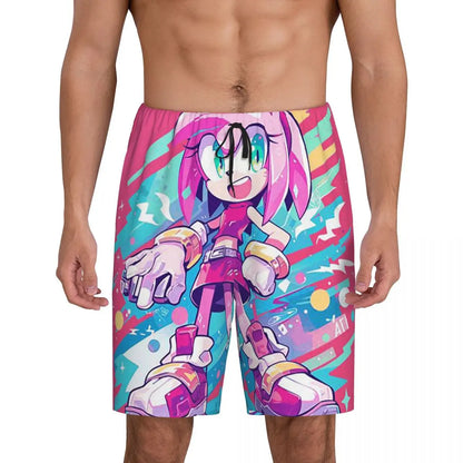 Custom Shadow The Hedgehog Sonic Poster Short Pajama Pants Men Sleepwear Sleep Lounge Bottom Shorts Sleeping Pants