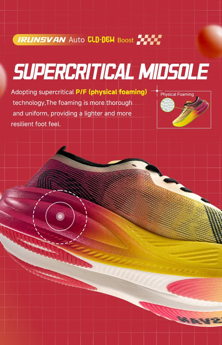 IRUNSVAN Zapatillas profesionales de maratón para hombre con placa de carbono de nailon, zapatillas deportivas de carretera ligeras para mujer, trainers deportivos