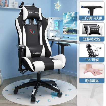Herní židle Počítačová židle Pohodlné polohovací sedadlo Game LIVE Na kolej, pro studenty i domácnost Ergonomie pro dlouhé sezení