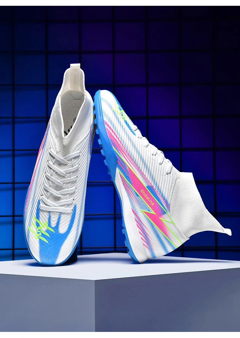 Nouvelles chaussures de football pour hommes, chaussures de match montantes, chaussures de futsal de haute qualité, chaussures de football d'intérieur antidérapantes, baskets d'extérieur, crampons pour gazon, meilleures v