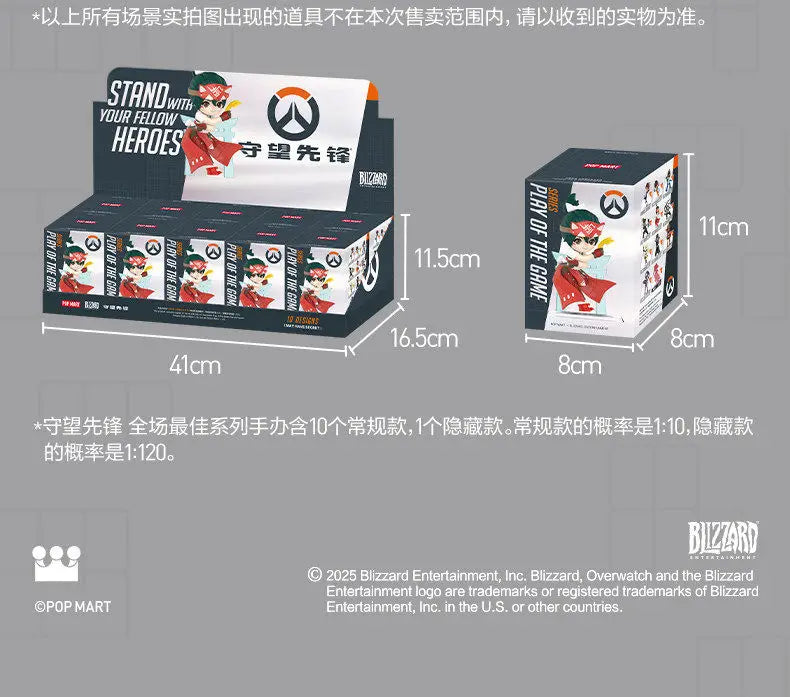 POP MART Original Overwatch Play Of The Game Series Blind Box PVC-Sammelfiguren, Schreibtischdekoration, Mädchen-Spielzeugmodell für Fans