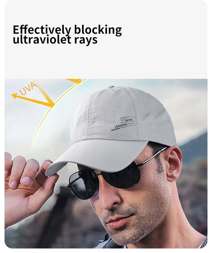 Casquette de baseball à séchage rapide - Casquette de sport d'extérieur en maille respirante pour homme - Casquette ajustable pour la randonnée, la pêche, le golf et la protection solaire