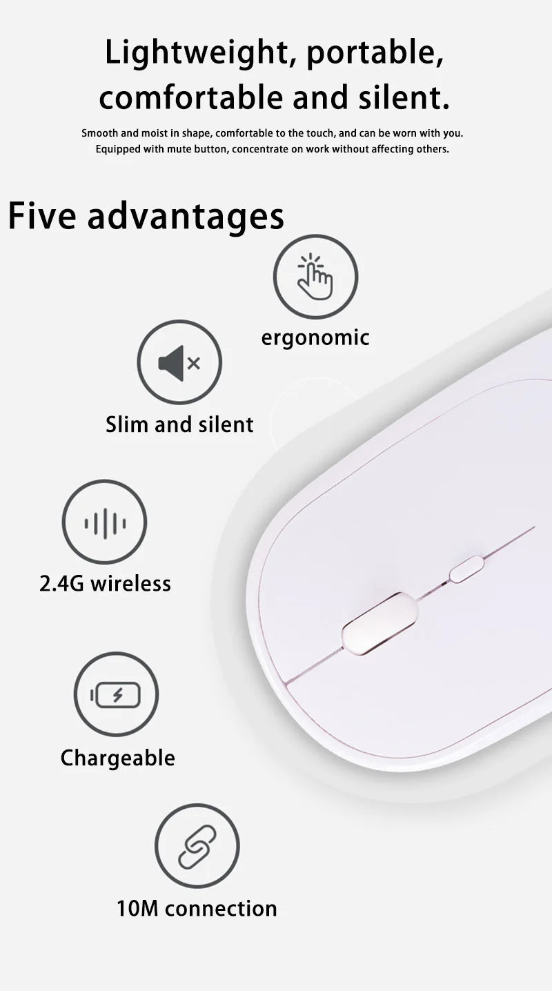Mysz bezprzewodowa Lenovo USB, ładowalna, ergonomiczna, regulowane DPI, cicha, biurowa, 2.4G Bluetooth, optyczna, elektryczna mysz do gier i biura