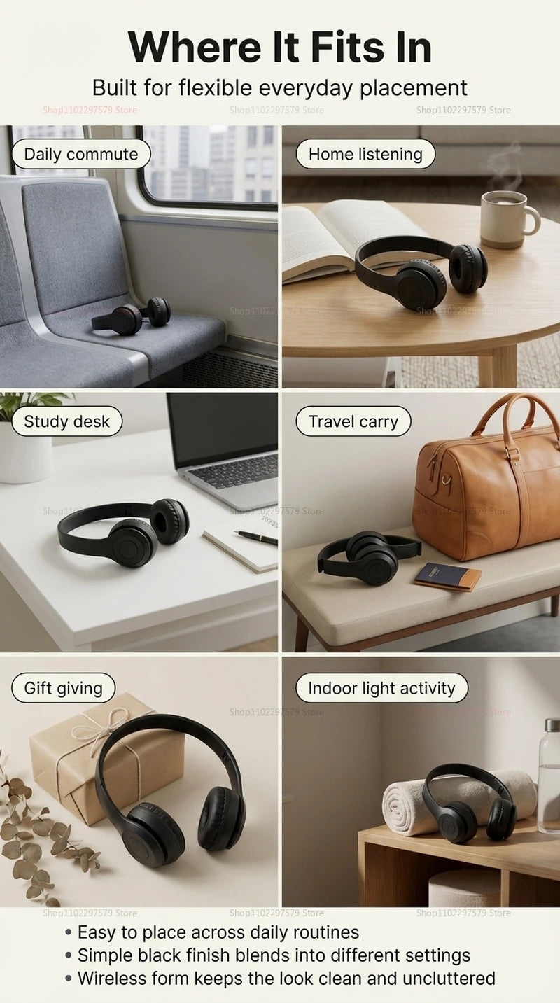 High Fidelity Bluetooth Wireless Headset, Clear Stereo Sound Over Ear Headphones with Built-in HD Mic, Stable Connection
