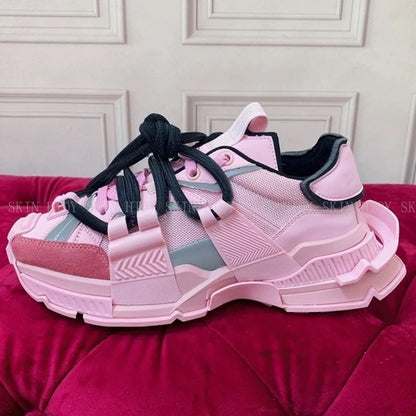 2026 Fashion Women Sneakers Size 35-46 High Quality Platform Sneakers Men Casual Shoes Sports Running Shoes Lace-Up Patchwork