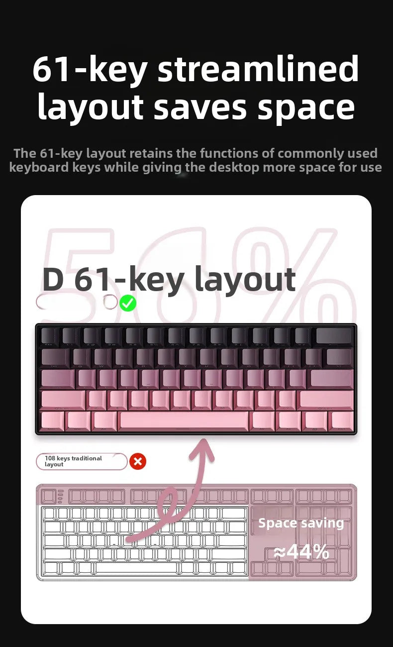 Wireless Gaming Mechanical Keyboard  Bluetooth 60 Percent RGB White Triple Mode Portable Keyboards  key board claviers teclado