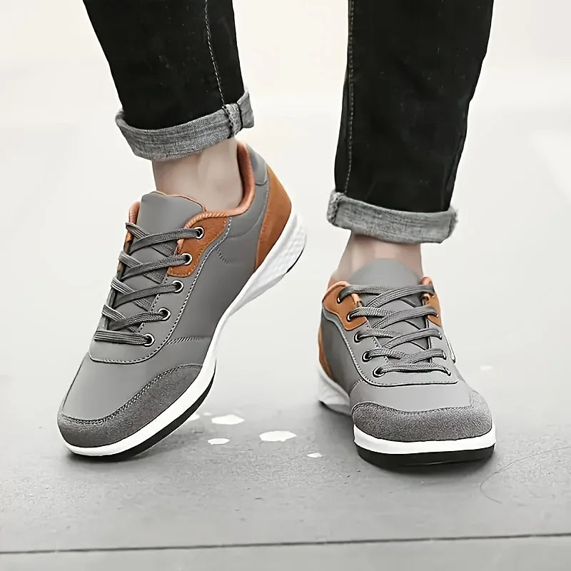 Scarpe da uomo YRZL primavera autunno, sneakers da camminata impermeabili, scarpe sportive casual in pelle antiscivolo, calzature da tennis da uomo