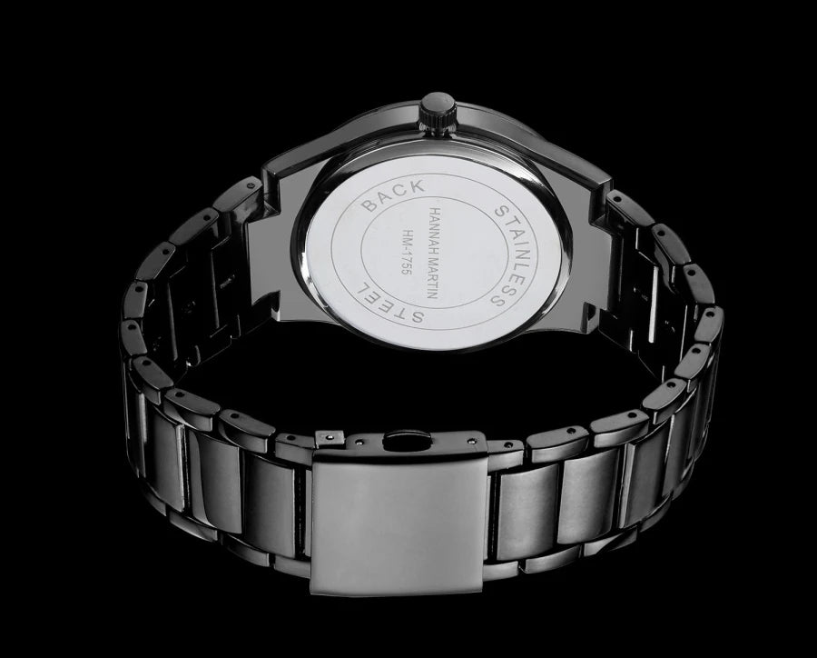Hannah Martin herreur, rustfrit stålhus, kvartsurværk, urskive på 41 mm, professionelt design, med kalenderfunktion (imitation)