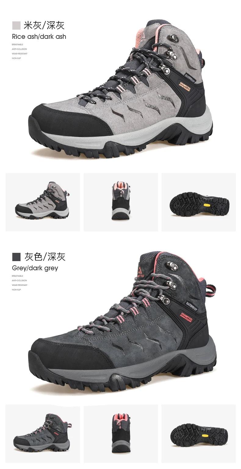 HUMTTO Buty trekkingowe męskie wodoodporne buty myśliwskie taktyczne pustynne buty bojowe za kostkę do trekkingu dla mężczyzn i kobiet ciepłe skórzane sneakersy