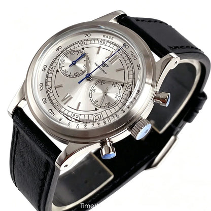 38mm Tandorio Retro Men's Watch Sport Watches Miyota OS20 Movement Chronograph Quartz Clock Black Dial Bubble Arched Glass