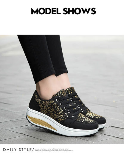 Women’s Leather Casual Sneakers Fashion Comfortable Platform Walking Shoes Wedge Moccasins Breathable Loafers Zapatos De Mujer