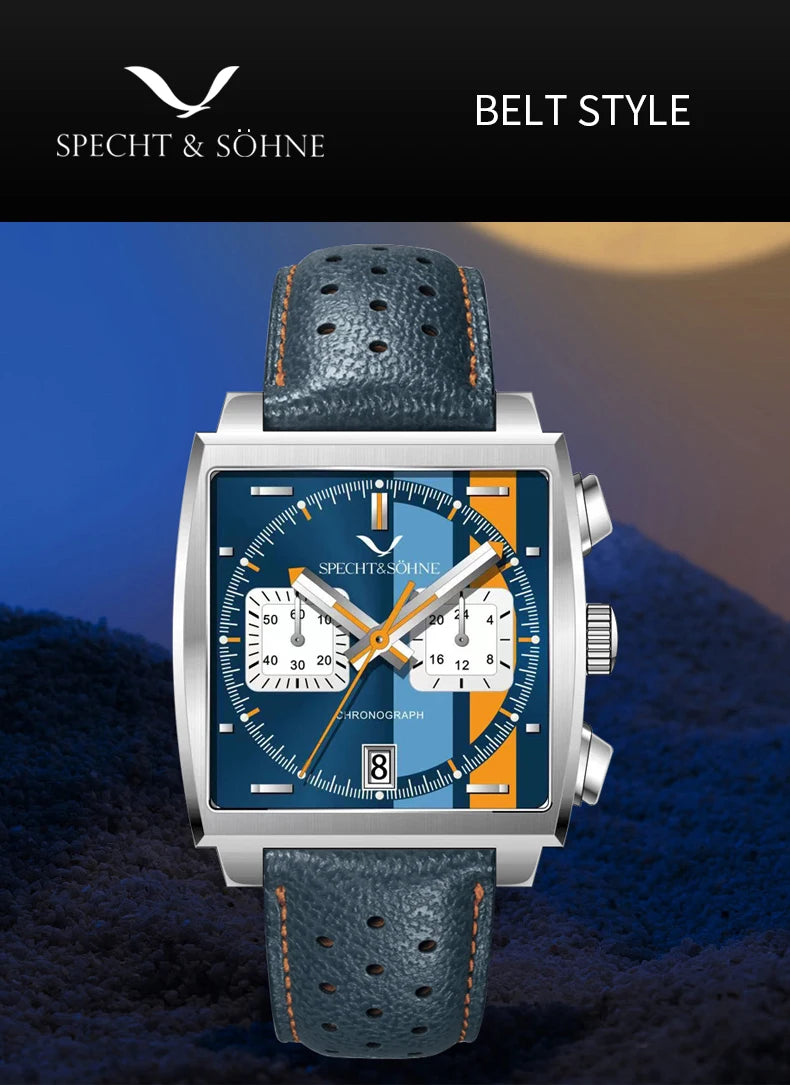 Specht&Sohne Men's Watch Luxury Brand Waterproof Stainless Steel Leather Japan VK Multifunctional Quartz Watch Religio Masculino