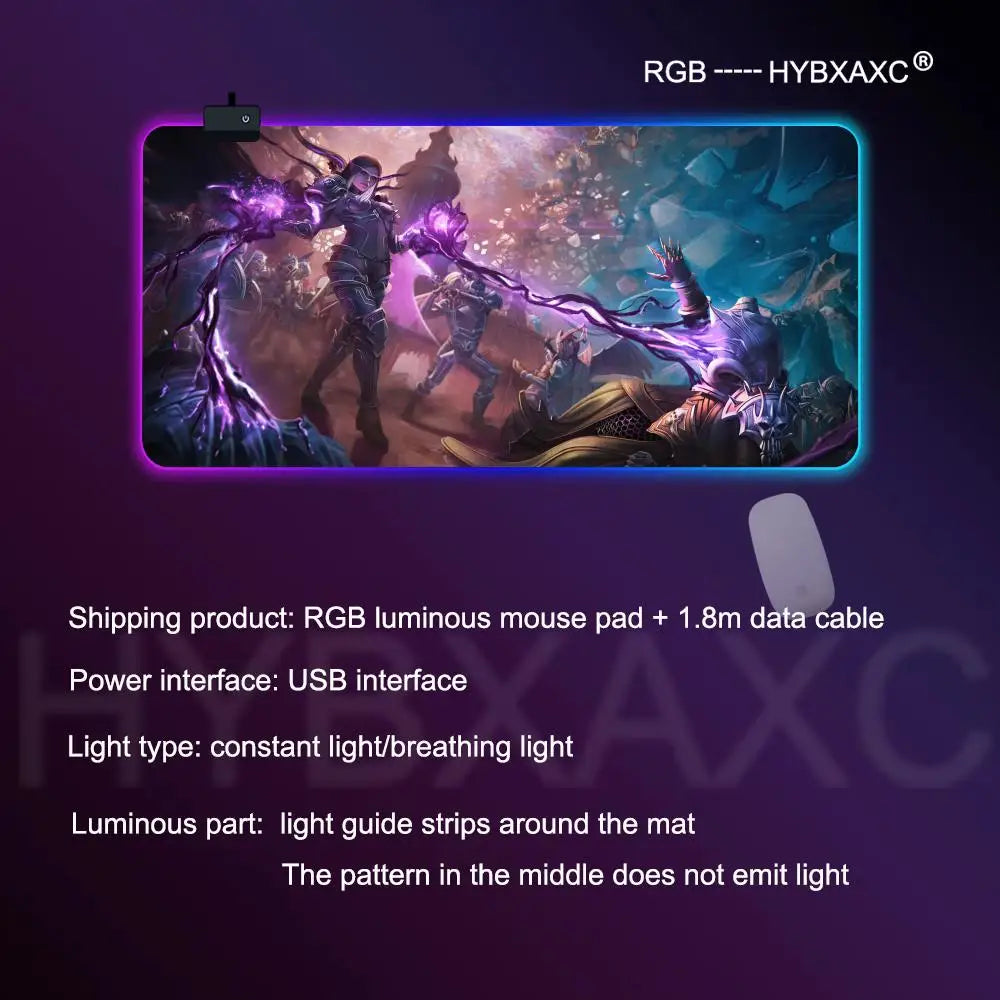 World of Warcraft Sylvanas Mouse Pad RGB Gaming Mouse Pad Desk Mat HD Gamer Large LED Light XXL MousePads PC Computer Carpet
