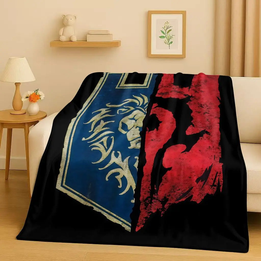 3D WOW World of Warcraft Game Demon Hunter Arthas Cartoon Flannel Blanket,Ultra Soft Plush Throw for Home Bedroom Bed Sofa Cover