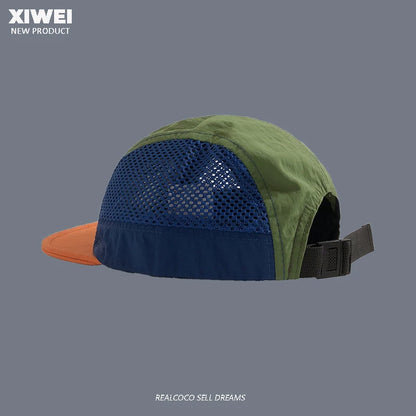 Sommerliche, farblich abgestimmte, bestickte, schnell trocknende Mütze für Damen und Herren – Outdoor-Sport, atmungsaktives Mesh, Sonnenschutz, Baseballkappe mit fünf Segmenten