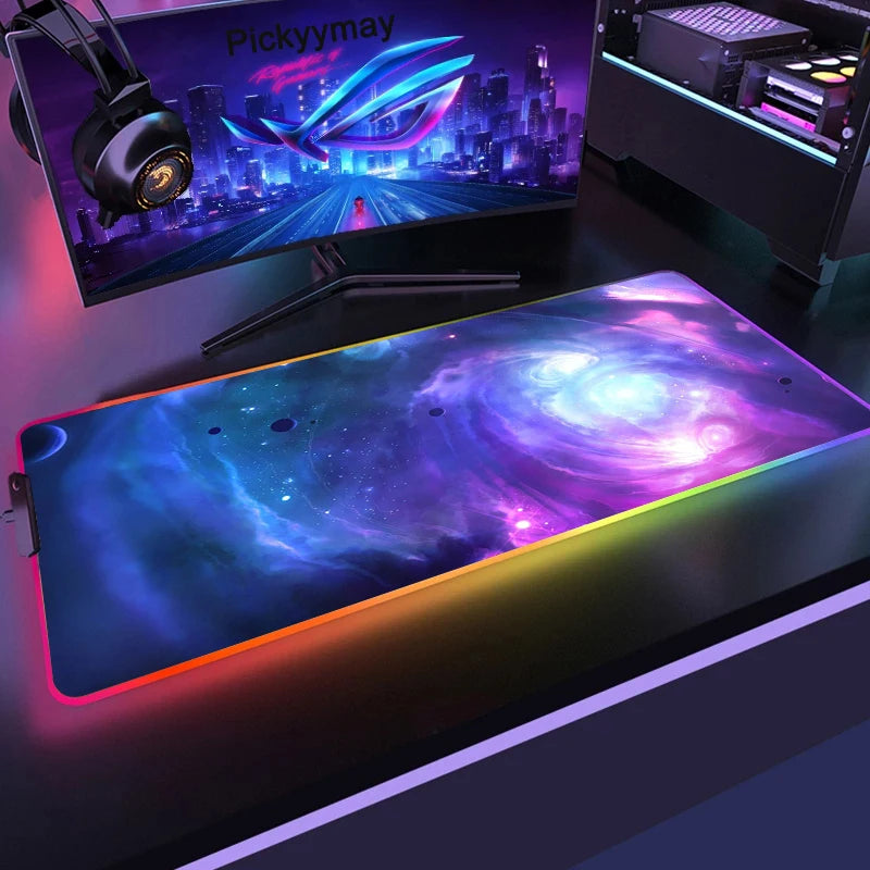 Velika RGB podloga za gaming miš, LED podloga za miš, gamerska podloga za stol, podloga za PC stol, RGB podloga za tipkovnicu XXL 90x40cm
