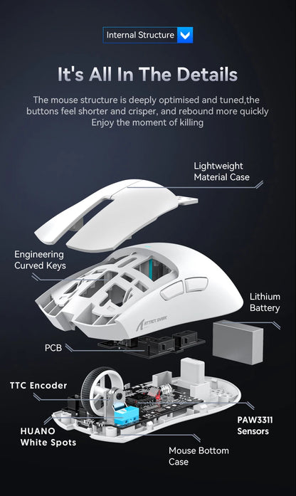 Attack Shark X11&R1 Tri-Mode Bluetooth trådløs mus med opladningsbase, RGB, ergonomisk letvægtsmus, PC-gamer-tilbehør